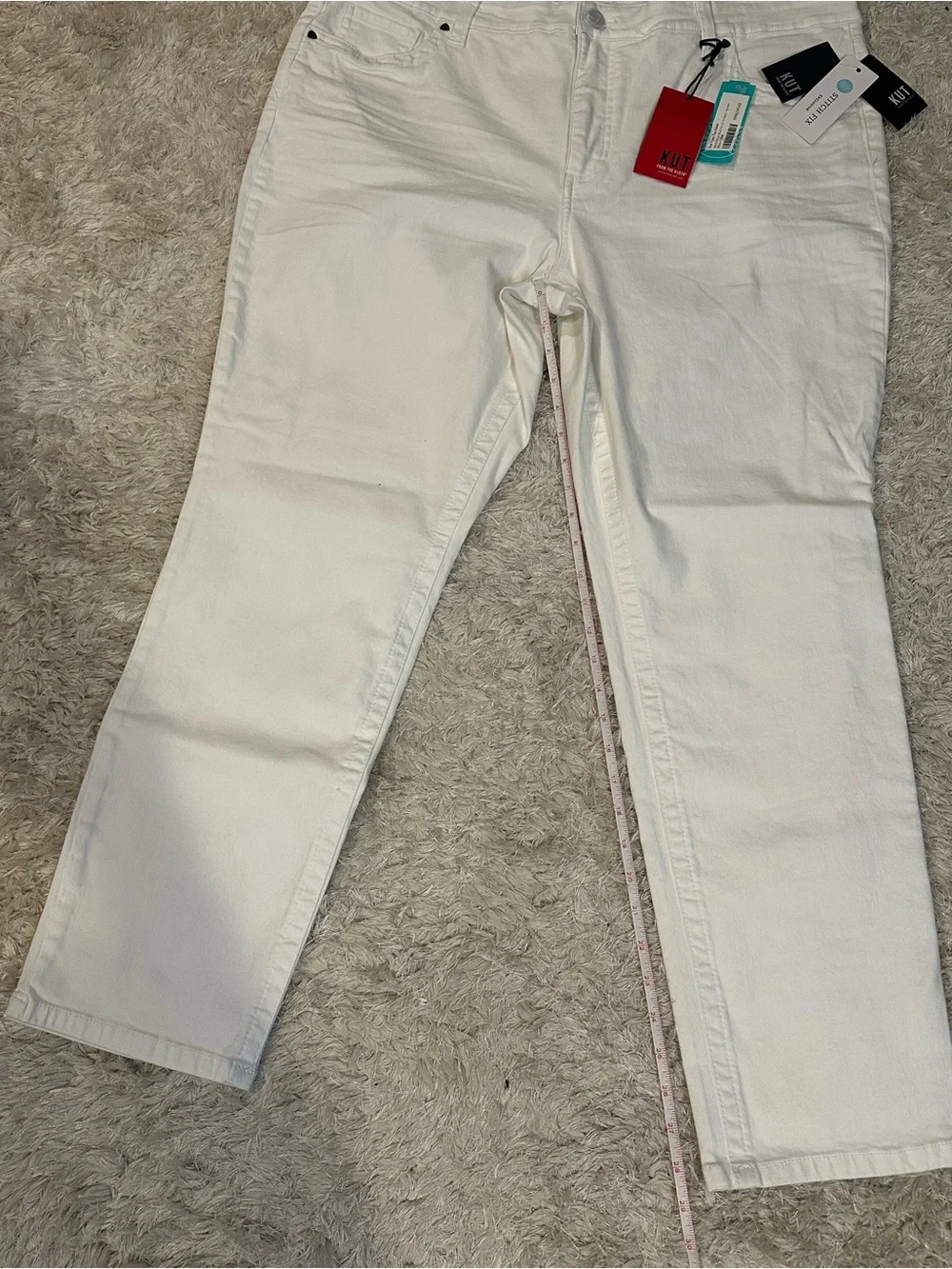 NWT Kut from the Kloth High Rise Fab Ab Straight Leg White Jeans - 18W